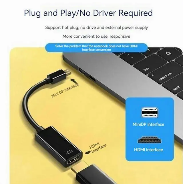 Alt view image 4 of 7 - Mini DisplayPort to HDMI Adapter 13cm Thunderbolt to Female HDMI, Perfect for iMac, MacBook, Mac mini, Microsoft Surface DisplayPort to HDMI Cable Connections 2-Pack