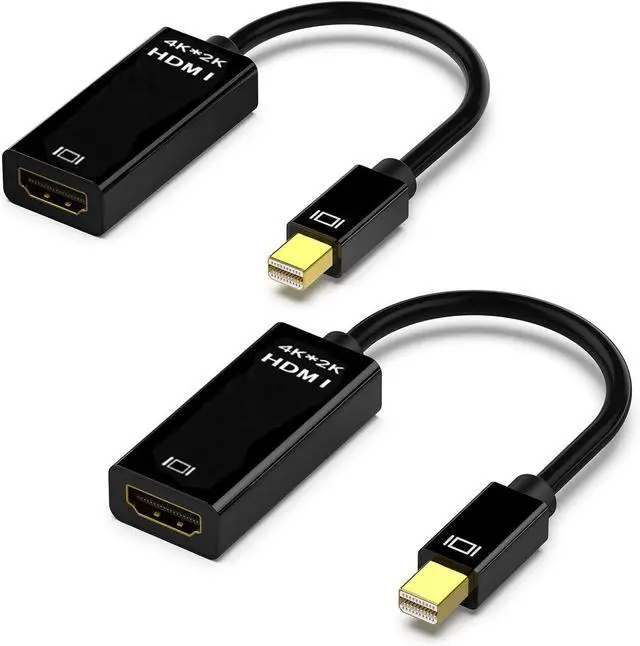 Main image of Mini DisplayPort to HDMI Adaptor 2 Pack Mini DP Compatible with Thunderbolt to HDMI 4Kx2K Converter Gold-Plated Cord for MacBook Pro MacBook Air Mac mini Microsoft Surface Pro 3/4/5/6 (2K/4K)
