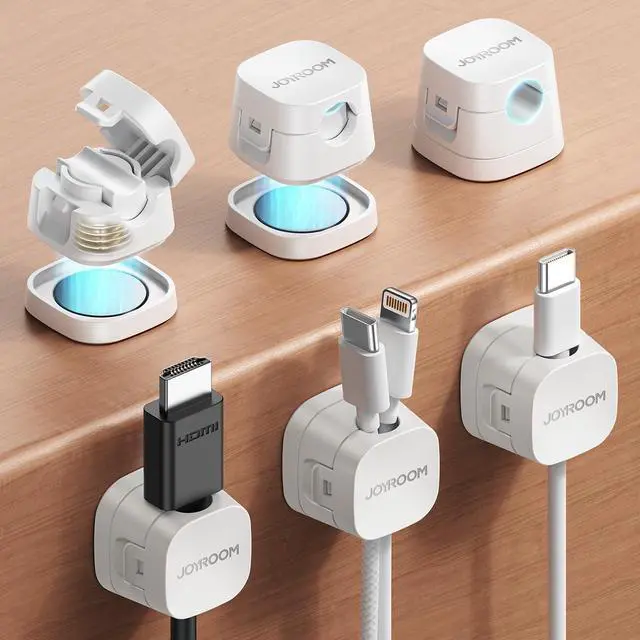 Main image of 6-Pack Detachable Magnetic Cord Organizer, Adhesive Cable Clips