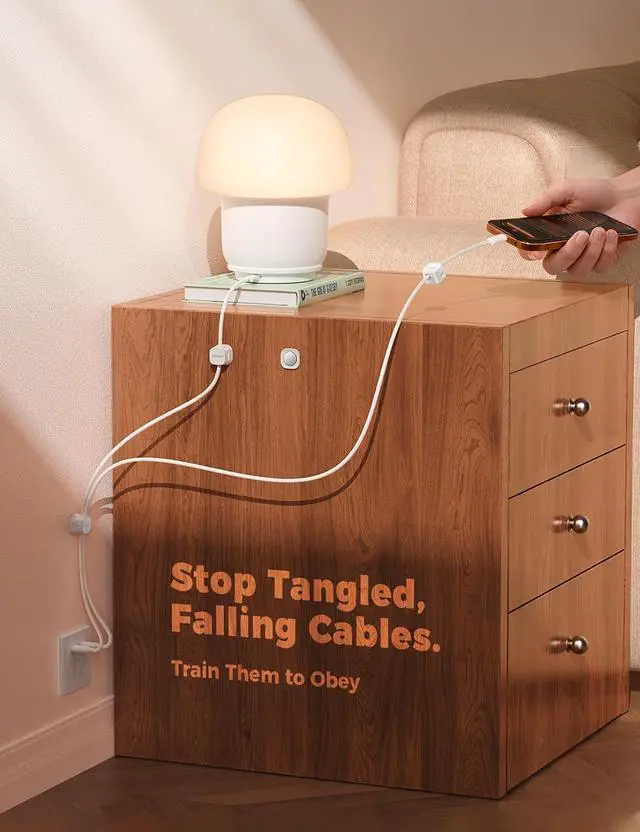 Alt view image 7 of 7 - 6-Pack Detachable Magnetic Cord Organizer, Adhesive Cable Clips