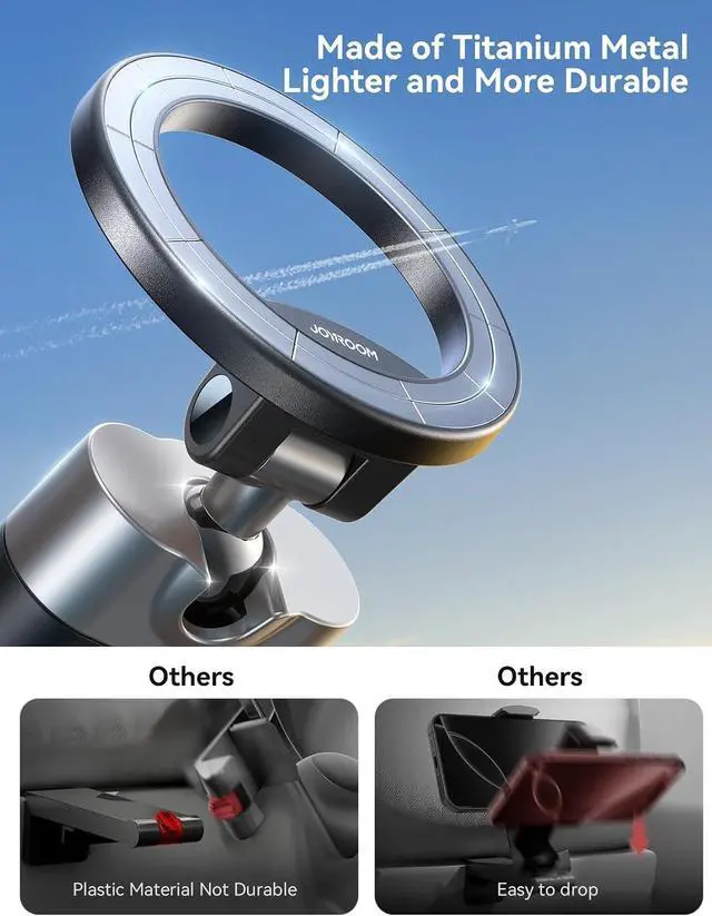 Alt view image 2 of 7 - 360° Metal Ball & Titanium Magsafe Airplane Phone Holder, Travel Essentials for Airplane Phone Mount, Universal Travel Phone Holder for Plane, Must Have for iPhone 17 16 15 14 13