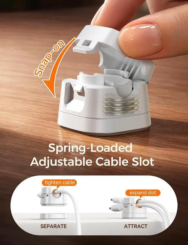 Alt view image 3 of 7 - 6-Pack Detachable Magnetic Cord Organizer, Adhesive Cable Clips