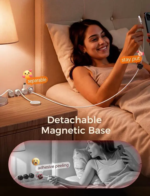 Alt view image 4 of 7 - 6-Pack Detachable Magnetic Cord Organizer, Adhesive Cable Clips