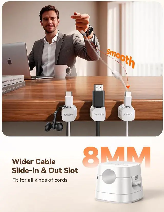 Alt view image 5 of 7 - 6-Pack Detachable Magnetic Cord Organizer, Adhesive Cable Clips
