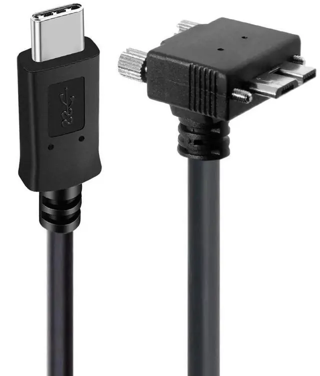 Main image of Vision Cable Micro USB3.0 Dual Screws Locking to Type-C USB3.1 Data 10Gbps Power Cord 90 Degree Up Angled Type Compatible with VR Industrial Camera Computer (1.0M)