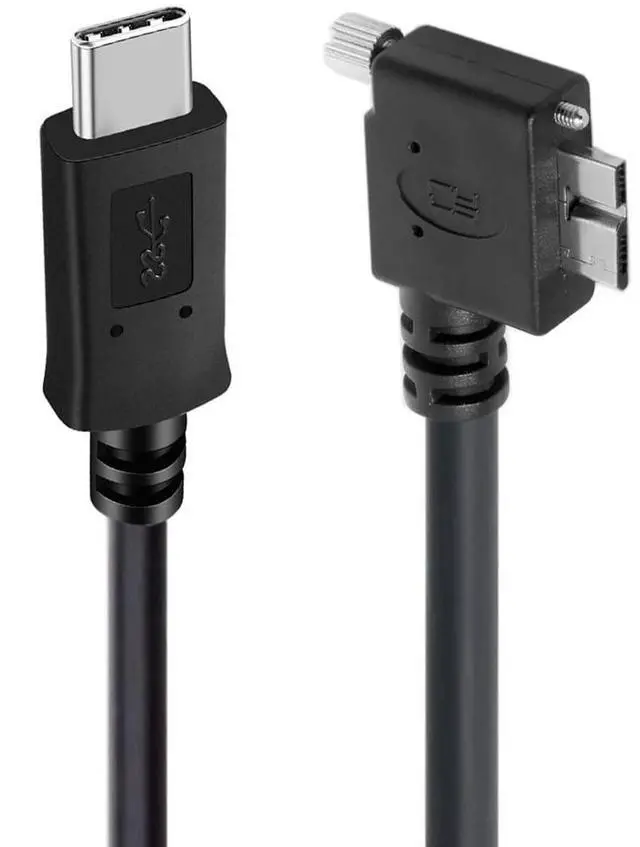 Main image of Vision Cable Micro USB3.0 Single Screw Locking to Type-C USB3.1 Data 10Gbps Power Cord 90 Degree Left Angled Type Compatible with VR Industrial Camera Computer (1.0M)