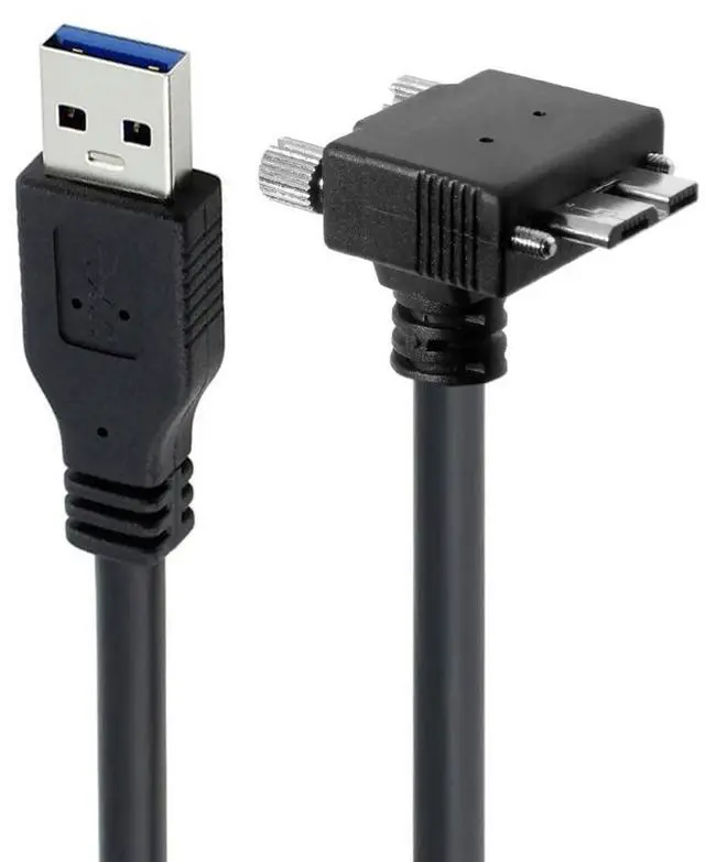Main image of Vision Cable Micro USB3.0 Dual Screws Locking to Type-A USB3.0 Data 5Gbps Power Cord 90 Degree Up Angled Type Compatible with VR Industrial Camera Computer (3.0m)