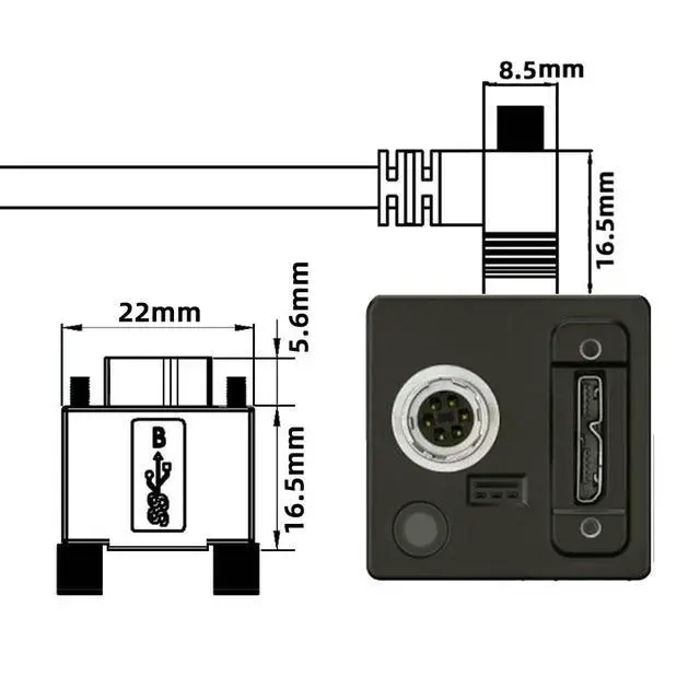 Alt view image 6 of 7 - Vision Cable Micro USB3.0 Dual Screws Locking to Type-A USB3.0 Data 5Gbps Power Cord 90 Degree Up Angled Type Compatible with VR Industrial Camera Computer (3.0m)
