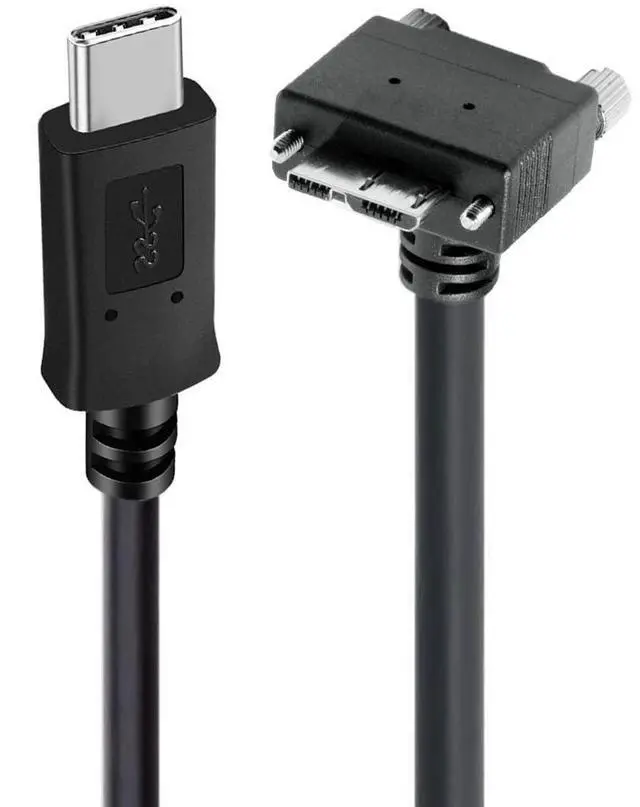 Main image of Vision Cable Micro USB3.0 Dual Screws Locking to Type-C USB3.1 Data 10Gbps Power Cord 90 Degree Down Angled Type Compatible with VR Industrial Camera Computer (1.0M)