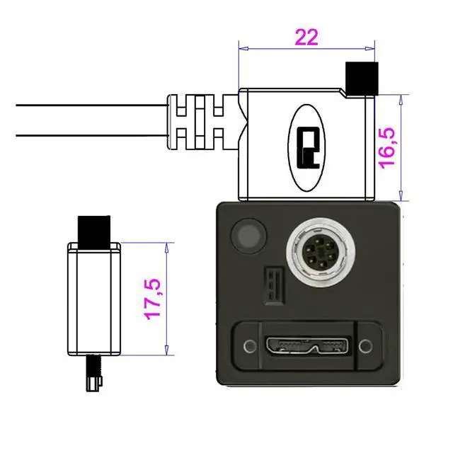 Alt view image 4 of 7 - Vision Cable Micro USB3.0 Single Screw Locking to Type-A USB3.0 Data 5Gbps Power Cord 90 Degree Right Angled Type Compatible with VR Industrial Camera Computer (3.0m)
