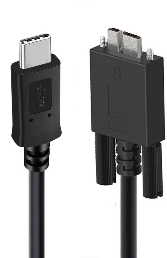 Main image of Vision Cable Micro USB3.0 Type-B Dual Screw Locking Panel to Type-C USB3.1 Data 10Gbps Power Cord High Speed Compatible with VR Industrial Camera Computer (1.0M)