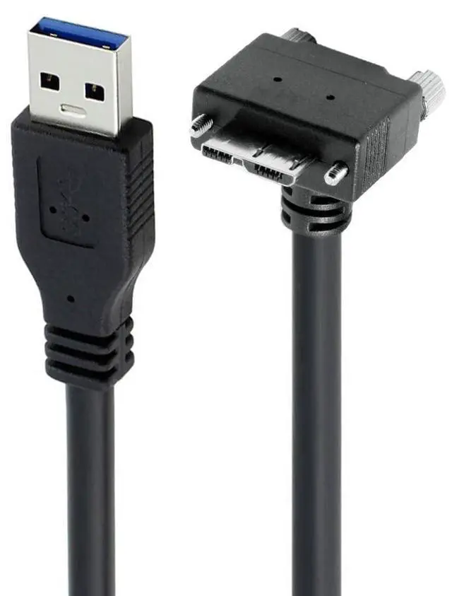 Main image of Vision Cable Micro USB3.0 Dual Screws Locking to Type-A USB3.0 Data 5Gbps Power Cord 90 Degree Down Angled Type Compatible with VR Industrial Camera Computer (5.0m)