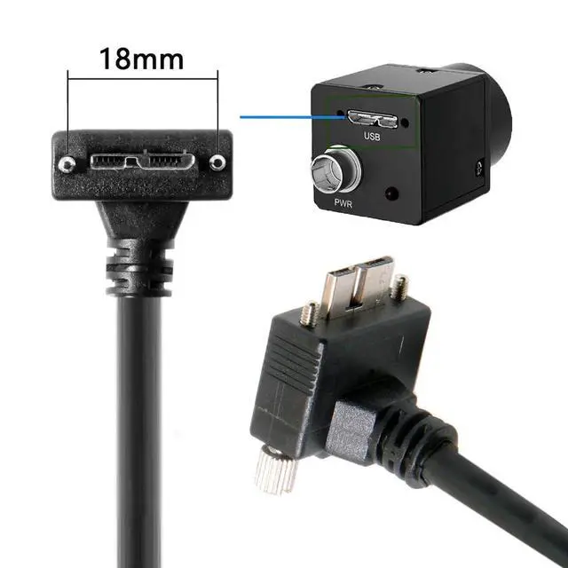 Alt view image 5 of 7 - Vision Cable Micro USB3.0 Dual Screws Locking to Type-A USB3.0 Data 5Gbps Power Cord 90 Degree Down Angled Type Compatible with VR Industrial Camera Computer (5.0m)