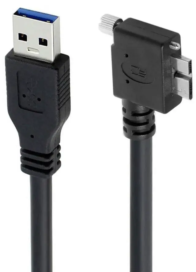 Main image of Vision Cable Micro USB3.0 Single Screw Locking to Type-A USB3.0 Data 5Gbps Power Cord 90 Degree Left Angled Type Compatible with VR Industrial Camera Computer (1.2m)