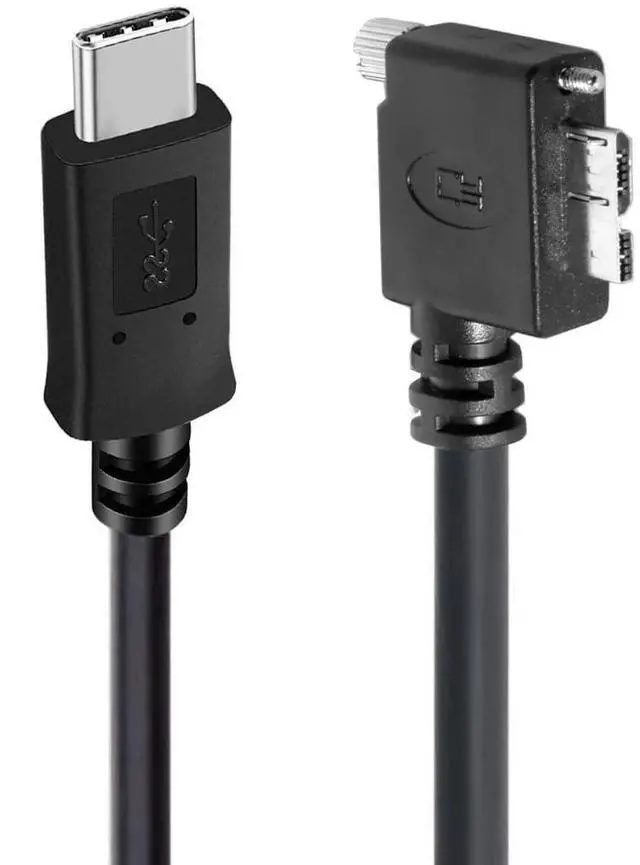 Main image of Vision Cable Micro USB3.0 Single Screw Locking to Type-C USB3.1 Data 10Gbps Power Cord 90 Degree Right Angled Type Compatible with VR Industrial Camera Computer (1.0M)