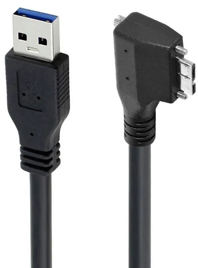 Main image of Vision Cable Micro USB3.0 Dual Screws Locking to Type-A USB3.0 Data 5Gbps Power Cord 90 Degree Right Angled Type Compatible with VR Industrial Camera Computer (5.0m)