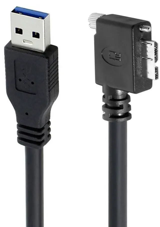 Main image of Vision Cable Micro USB3.0 Single Screw Locking to Type-A USB3.0 Data 5Gbps Power Cord 90 Degree Right Angled Type Compatible with VR Industrial Camera Computer (5.0m)
