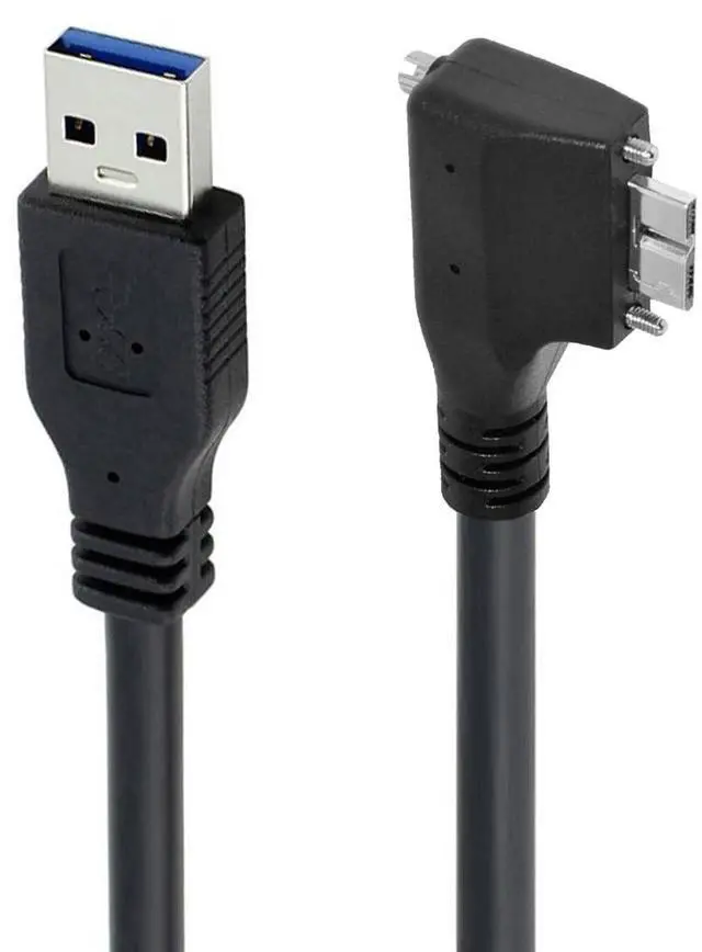 Main image of Vision Cable Micro USB3.0 Dual Screws Locking to Type-A USB3.0 Data 5Gbps Power Cord 90 Degree Left Angled Type Compatible with VR Industrial Camera Computer (5.0m)