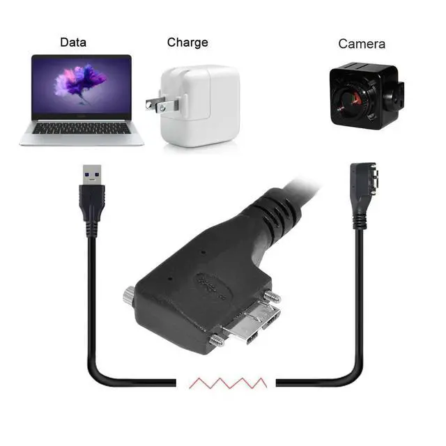 Alt view image 2 of 7 - Vision Cable Micro USB3.0 Dual Screws Locking to Type-A USB3.0 Data 5Gbps Power Cord 90 Degree Left Angled Type Compatible with VR Industrial Camera Computer (5.0m)