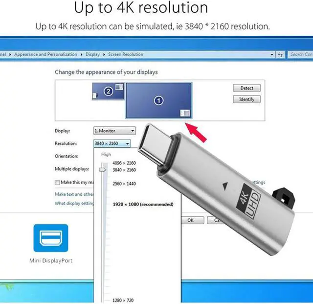 Alt view image 5 of 7 - Virtual Display Adapter USB4.0 USB5.0 USB-C Type-C DDC EDID Dummy Plug Headless Ghost Emulator Compatible with Thunderbolt3/4/5 Silver (4K@60Hz)