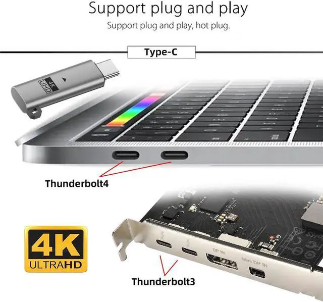 Alt view image 4 of 7 - Virtual Display Adapter USB4.0 USB5.0 USB-C Type-C DDC EDID Dummy Plug Headless Ghost Emulator Compatible with Thunderbolt3/4/5 Silver (4K@60Hz)