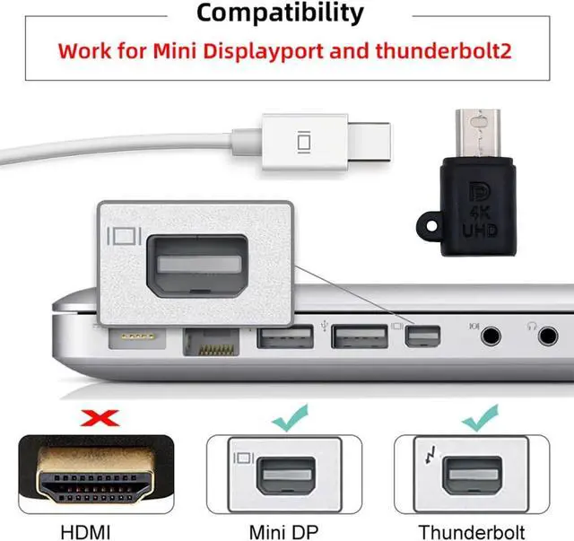 Alt view image 3 of 7 - Mini-DP Virtual Display Adapter Mini Displayport Dummy Plug Headless Ghost Emulator Black Compatible with Remote Desktop Laptop Server NAS (4K@17hz)