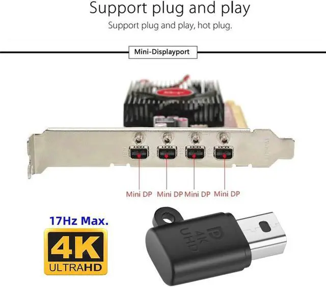 Alt view image 4 of 7 - Mini-DP Virtual Display Adapter Mini Displayport Dummy Plug Headless Ghost Emulator Black Compatible with Remote Desktop Laptop Server NAS (4K@17hz)