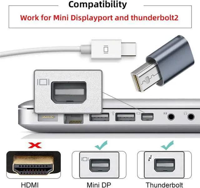 Alt view image 3 of 7 - Mini-DP Virtual Display Adapter Mini Displayport Dummy Plug Headless Ghost Emulator with LED Light Compatible with Remote Desktop Laptop Server NAS Blue (4K@17hz)