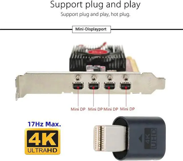 Alt view image 4 of 7 - Mini-DP Virtual Display Adapter Mini Displayport Dummy Plug Headless Ghost Emulator with LED Light Compatible with Remote Desktop Laptop Server NAS Blue (4K@17hz)