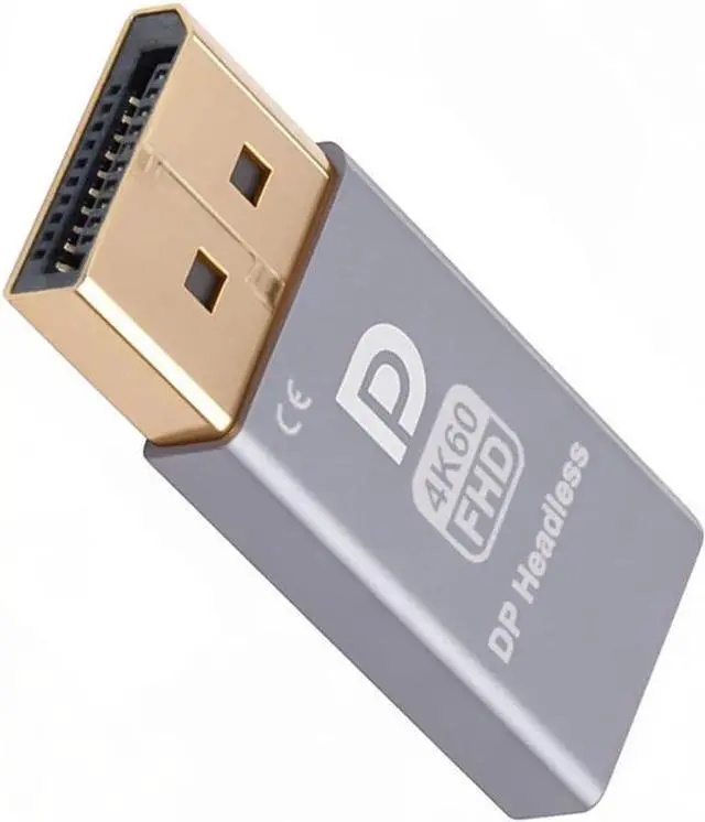 Main image of DP Virtual Display Displayport Active Adapter Dummy Plug Headless Ghost Emulator 1080p@120Hz Compatible with Remote Desktop Laptop Server NAS Silver (4K@60Hz)