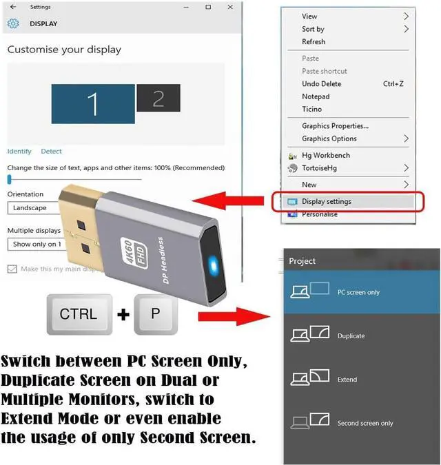 Alt view image 2 of 7 - DP Virtual Display Displayport Active Adapter Dummy Plug Headless Ghost Emulator 1080p@120Hz Compatible with Remote Desktop Laptop Server NAS Silver (4K@60Hz)