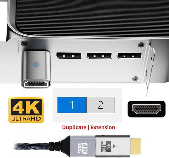 Alt view image 4 of 7 - Virtual Display Adapter 4K HDMI 1.4 Male to Female Extension DDC EDID Dummy Plug Headless Ghost Emulator HDTV Compatible with Remote Desktop Laptop Silver (4K@60Hz)
