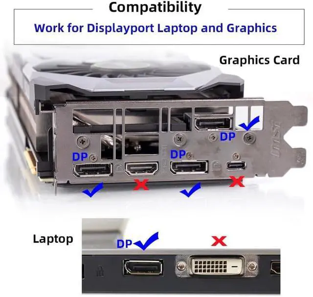 Alt view image 7 of 7 - DP Virtual Display Adapter Displayport Dummy Plug Headless Ghost Emulator Black Compatible with Remote Desktop Laptop Server NAS (4K@17hz)