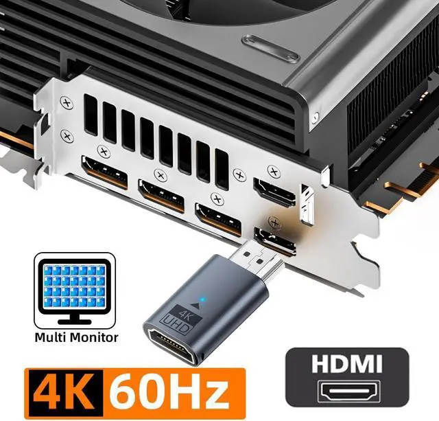 Alt view image 6 of 7 - Virtual Display Adapter 4K HDMI 1.4 Male to Female Extension DDC EDID Dummy Plug Headless Ghost Emulator HDTV Compatible with Remote Desktop Laptop Blue (4K@60Hz)