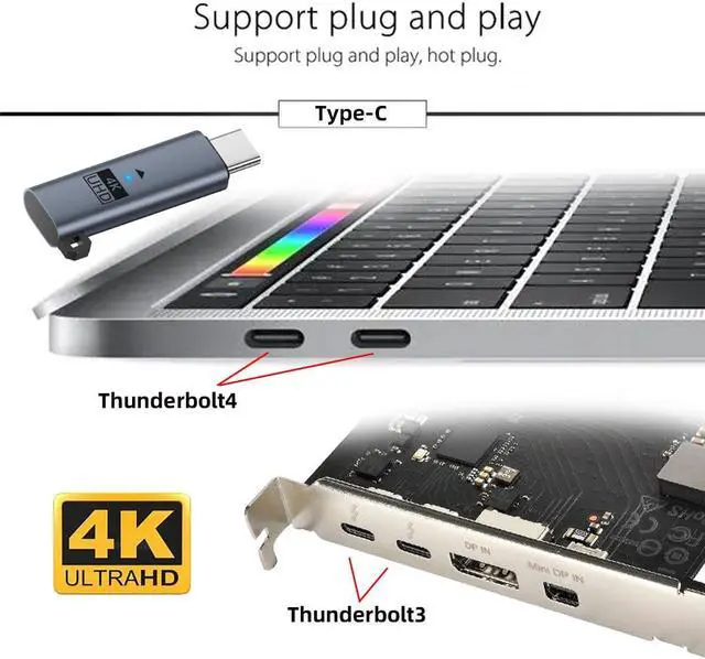Alt view image 4 of 7 - Virtual Display Adapter USB4.0 USB5.0 USB-C Type-C DDC EDID Dummy Plug Headless Ghost Emulator Compatible with Thunderbolt3/4/5 Blue (4K@60Hz)