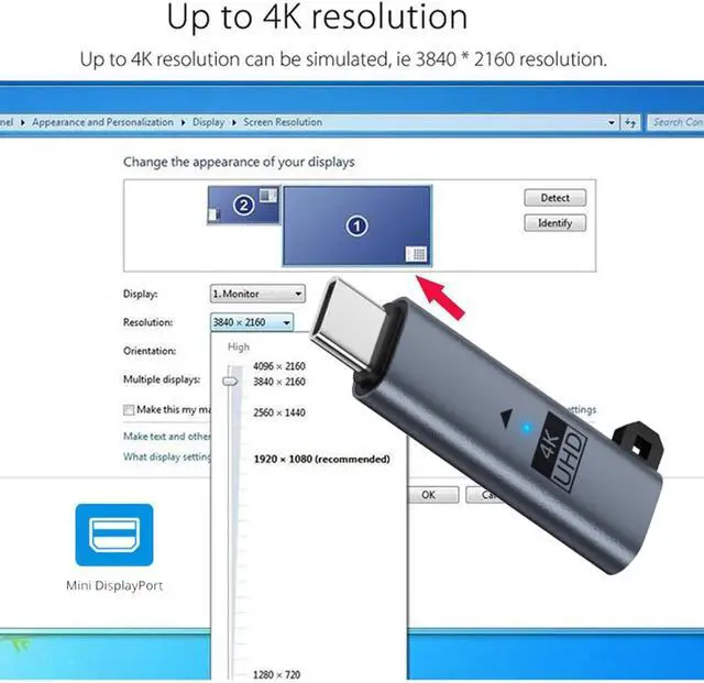 Alt view image 5 of 7 - Virtual Display Adapter USB4.0 USB5.0 USB-C Type-C DDC EDID Dummy Plug Headless Ghost Emulator Compatible with Thunderbolt3/4/5 Blue (4K@60Hz)