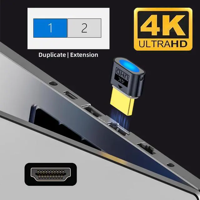 Alt view image 2 of 7 - HDMI Virtual Display Type-A Active Adapter Dummy Plug Headless Ghost Emulator 1080p@120Hz Compatible with Remote Desktop Laptop Server NAS Black (4K@60Hz)