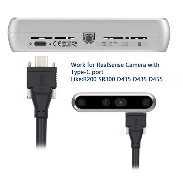 Alt view image 2 of 7 - Vision Cable USB3.1 Type-C USB-C Dual Screws Locking to Type-A USB3.0 Data 10Gbps Power Cord Compatible with VR Industrial Camera Phone FPV Computer (5.0m)
