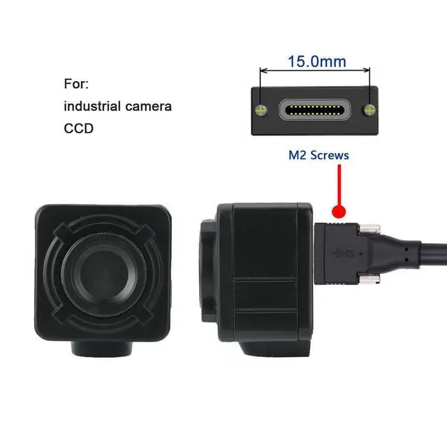 Alt view image 4 of 7 - Vision Cable USB3.1 Type-C USB-C Dual Screws Locking to Type-A USB3.0 Data 10Gbps Power Cord Compatible with VR Industrial Camera Phone FPV Computer (5.0m)