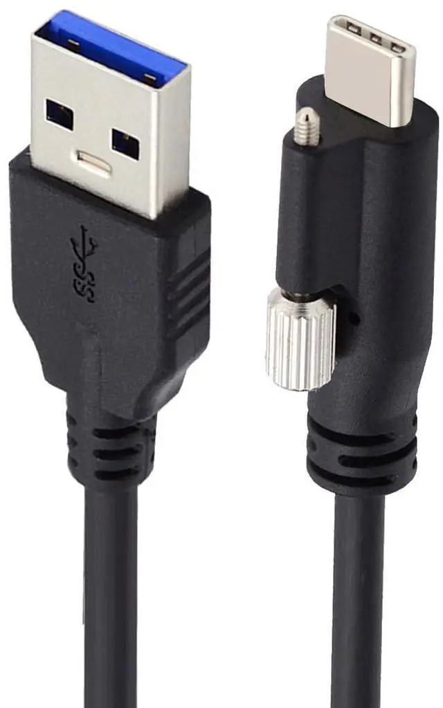 Main image of Vision Cable USB3.1 Type-C USB-C Single Screw Locking to Type-A USB3.0 Data 10Gbps Power Cord Compatible with VR Industrial Camera Phone FPV Computer (1.2m)