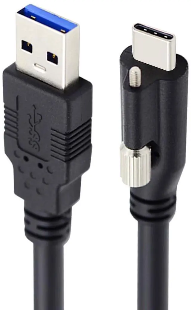 Main image of Vision Cable USB3.1 Type-C USB-C Single Screw Locking to Type-A USB3.0 Data 10Gbps Power Cord Compatible with VR Industrial Camera Phone FPV Computer (5.0m)