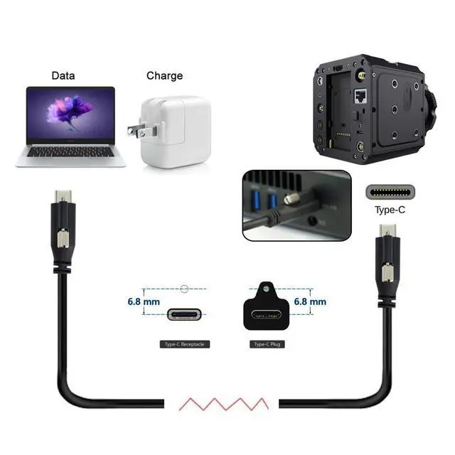 Alt view image 2 of 7 - USB 3.1 Type-C Single Screw Locking to USB-C 10Gbps Data Cable 1.2m Panel Mount Type