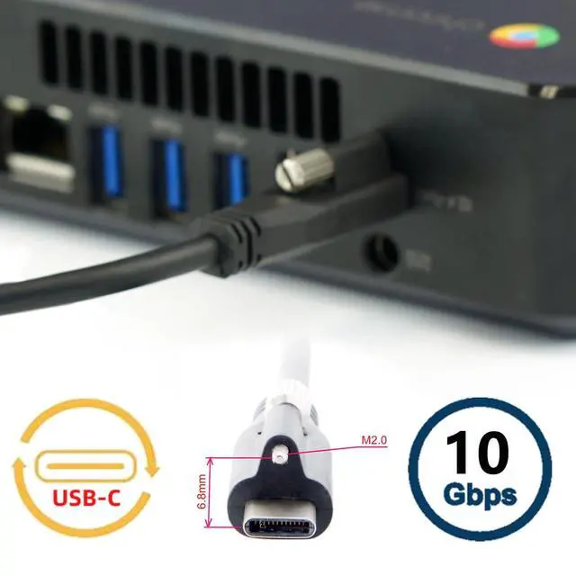 Alt view image 4 of 7 - Vision Cable USB3.1 Type-C USB-C Single Screw Locking to Type-A USB3.0 Data 10Gbps Power Cord Compatible with VR Industrial Camera Phone FPV Computer (3.0m)