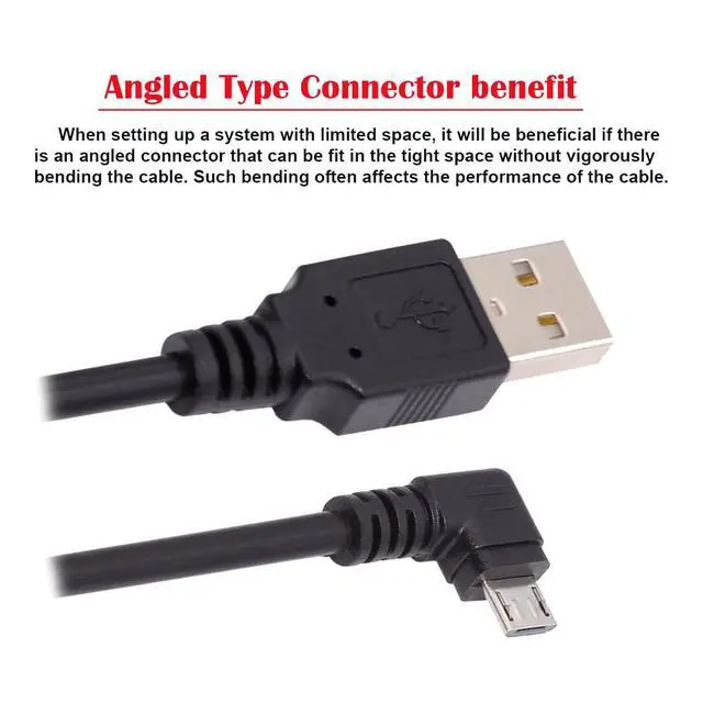 Alt view image 2 of 7 - Right Angle 90 Degree Micro USB Type-B 5Pin to USB 2.0 Type-A Data 480Mbps Charge Cable Compatible with Computer Phone Tablet Camera (0.3ft/10cm)