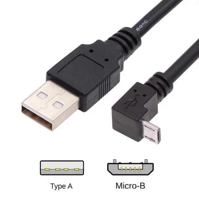 Alt view image 7 of 7 - Down Angle 90 Degree Micro USB 5Pin to USB 2.0 Type-A Data 480Mbps Charge Cable Compatible with Computer Phone Tablet Camera (0.6ft/20cm)