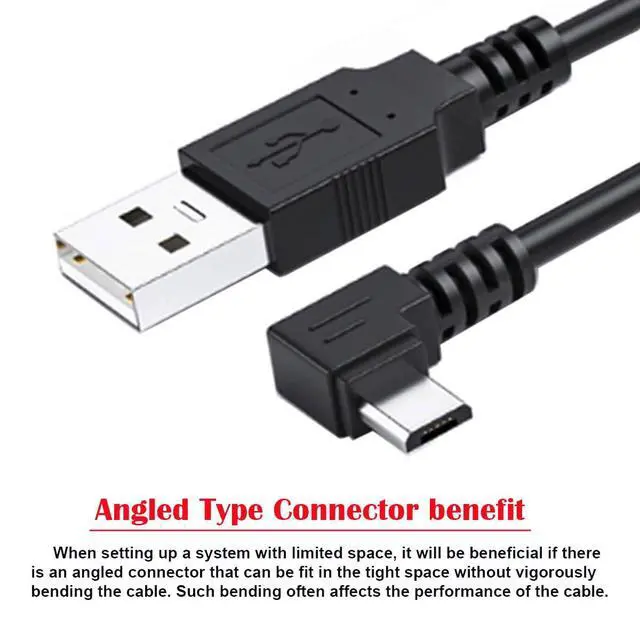 Alt view image 6 of 7 - Right Angle 90 Degree Micro USB Type-B 5Pin to USB 2.0 Type-A Data 480Mbps Charge Cable Compatible with Computer Phone Tablet Camera (1.6ft/50cm)
