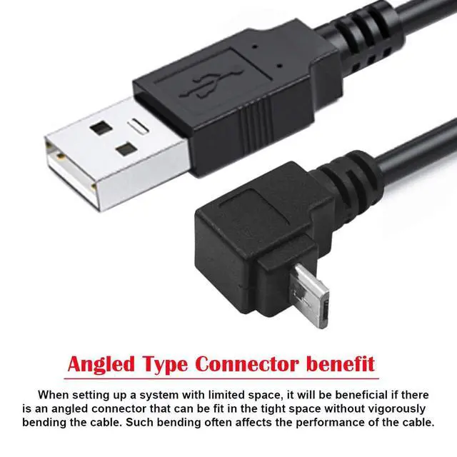 Alt view image 3 of 7 - Up Angle 90 Degree Micro USB Type-B 5Pin to USB 2.0 Type-A Data 480Mbps Charge Cable Compatible with Computer Phone Tablet Camera (1.6ft/50cm)