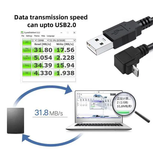 Alt view image 5 of 7 - 2pcs USB 2.0 Male to Micro USB Up & Down Angled 90 Degree Cable 20cm for Cell Phone Tablet (20CM)