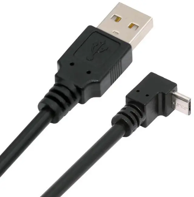 Main image of Down Angle 90 Degree Micro USB 5Pin to USB 2.0 Type-A Data 480Mbps Charge Cable Compatible with Computer Phone Tablet Camera (0.3ft/10cm)