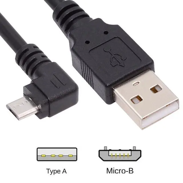 Alt view image 3 of 7 - Left Angle 90 Degree Micro USB Type-B 5Pin to USB 2.0 Type-A Data 480Mbps Charge Cable Compatible with Computer Phone Tablet Camera (0.6ft/20cm)